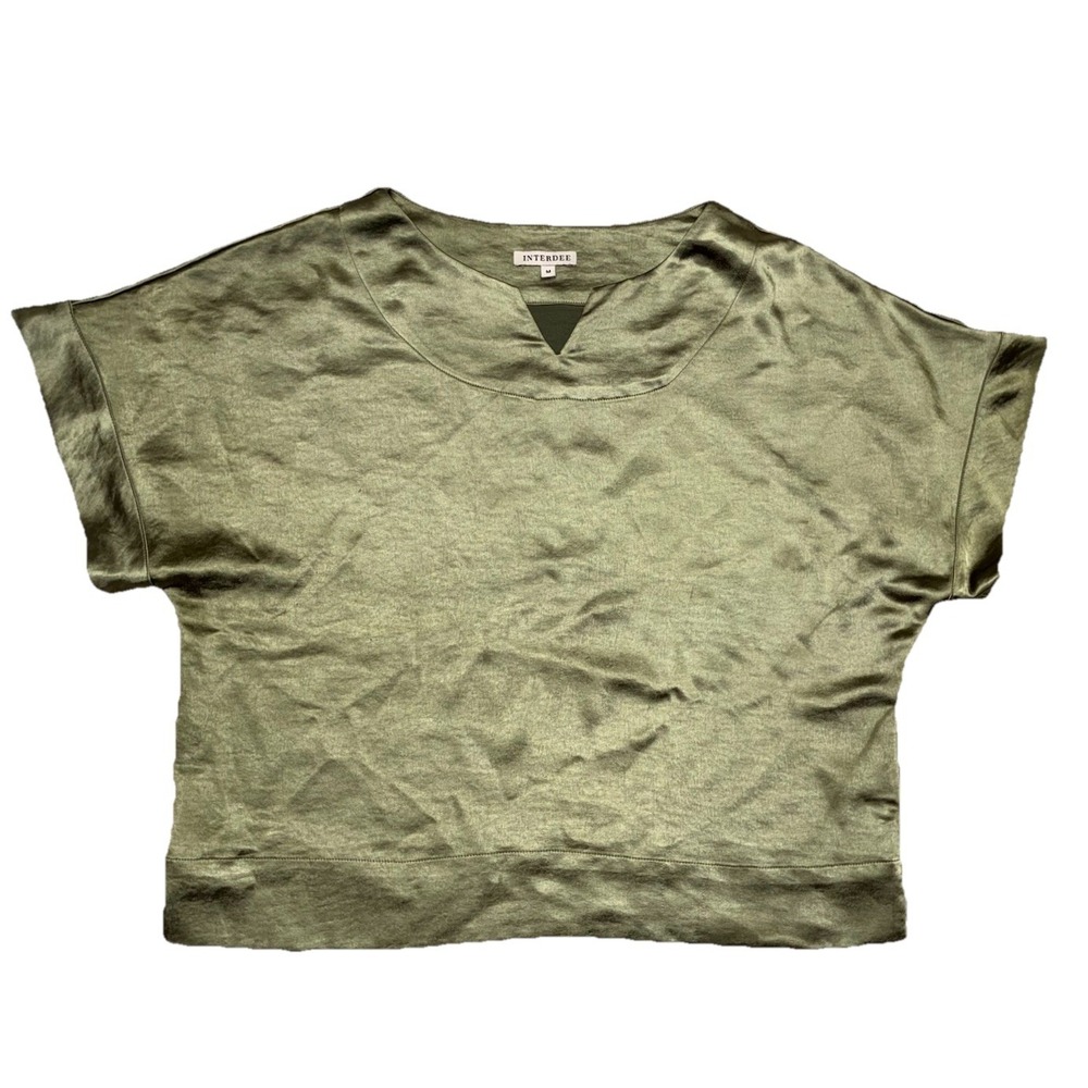 Interdee Paris Top Women's‎ M Green Silk Blend Relaxed Coastal Classic